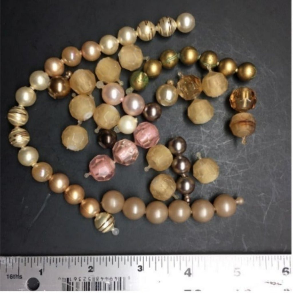 Vtg Pop Beads Lot Loose Shades Of Brown Metallic Pearl Faceted Adjustable Retro